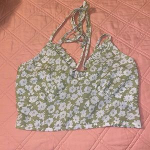 small green floral top